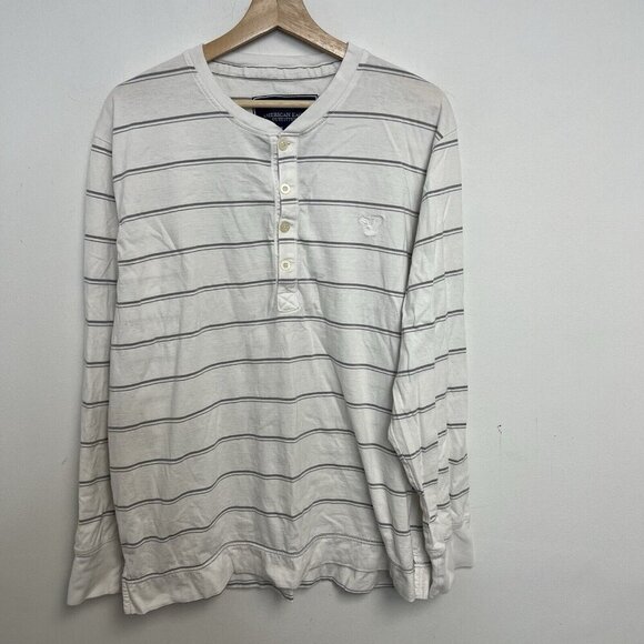 American Eagle Shirt Men's XXL Long Sleeve Henley Vintage Fit Soft Stripped - Picture 1 of 10